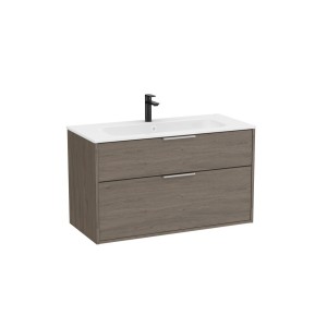 Optica unik 2 tiroirs et lavabo porcelaine 1000 mm chêne foncé - ROCA A852454537 