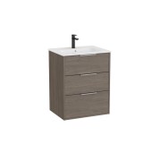 Optica unik 3 tiroirs et lavabo porcelaine 600 mm chêne foncé - ROCA A852456537 