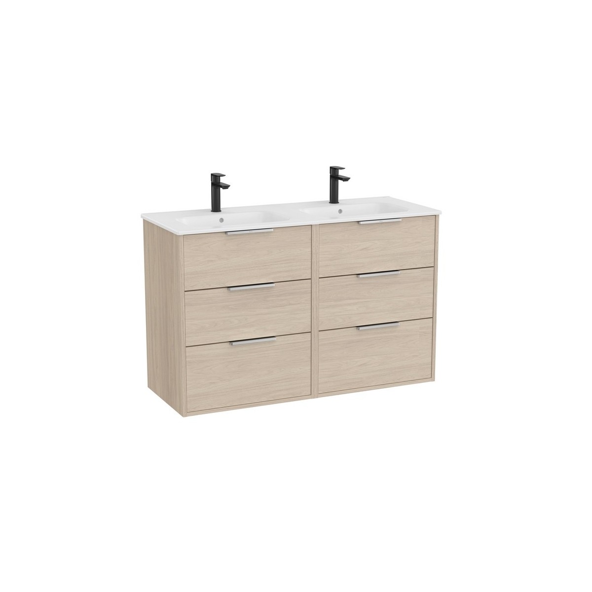 Optica unik 6 tiroirs et lavabo porcelaine 1200 mm frêne clair - ROCA A852458541 