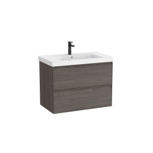 Linea unik (meuble+lavabo) 2 tiroirs 80 cm noyer foncé - ROCA A852489597 