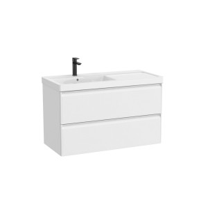 Linea unik (meuble+lavabo asymétrique à gauche) 2 tiroirs 1000 cm blanc mat - ROCA A852490509 