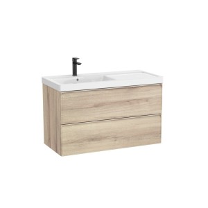 Linea unik (meuble+lavabo asymétrique à gauche) 2 tiroirs 1000 cm bois naturel - ROCA A852490524 