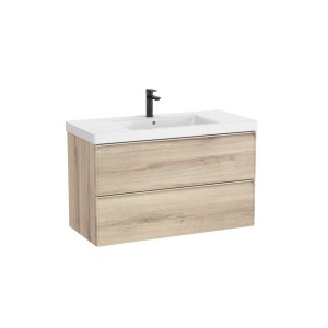 Linea unik (meuble+lavabo centré) 2 tiroirs 1000 cm bois naturel texturé - ROCA A852491524 