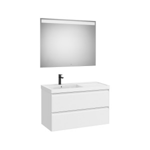 Linea pack (meuble+lavabo asymétrique gauche+miroir eidos) 2 tiroirs 1000 mm - ROCA A852496509 