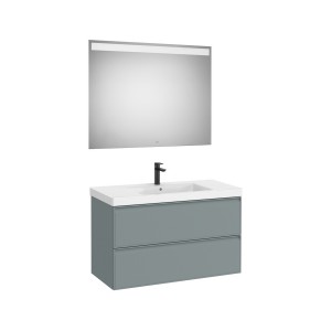 Linea pack (meuble+lavabo centré+miroir eidos) 2 tiroirs 1000 cm bleu polaire - ROCA A852497596 