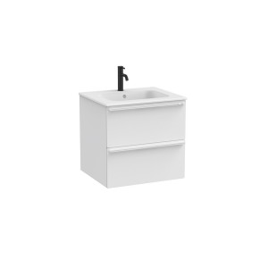 Volia unik meuble 2 tiroirs blanc mat et lavabo en céramique blanc mat 600 mm - ROCA A852535509 