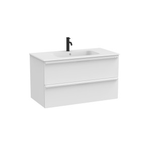 Volia unik meuble 2 tiroirs blanc mat et lavabo en céramique blanc mat 1000 mm - ROCA A852537509 