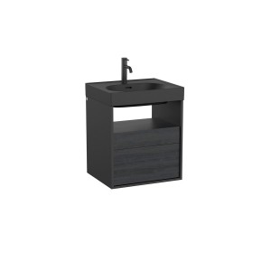 Meridian meuble 2 tiroirs et 1 niche noir mat et ébène 550 mm - ROCA A858105610 