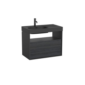 Meridian meuble 2 tiroirs et 1 niche noir mat et ébène 800 mm - ROCA A858107610 