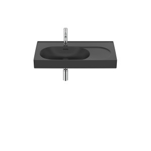 Meridian lavabo mural asymétrique gauche en fineceramic® noir mat 800x460mm - ROCA A327743080 