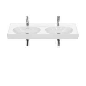 Meridian lavabo double mural en fineceramic® blanc brillant 1200x460mm - ROCA A327747000 