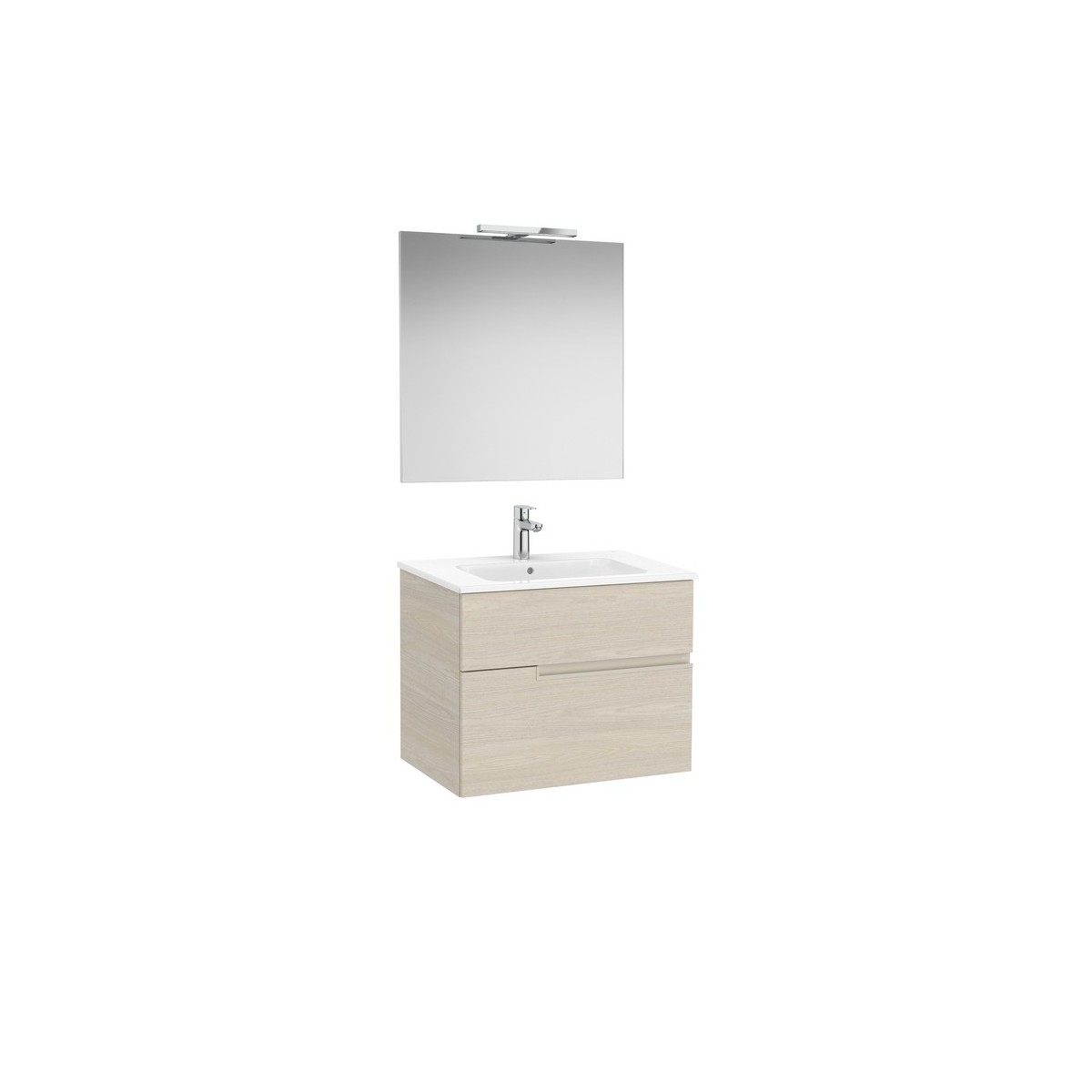 Victoria-n pack (meuble+lavabo+miroir+applique) 2 tiroirs 700 mm frêne clair - ROCA A852106541 