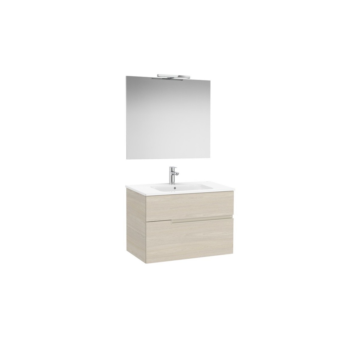 Victoria-n pack (meuble+lavabo+miroir+applique) 2 tiroirs 800 mm frêne clair - ROCA A852107541 