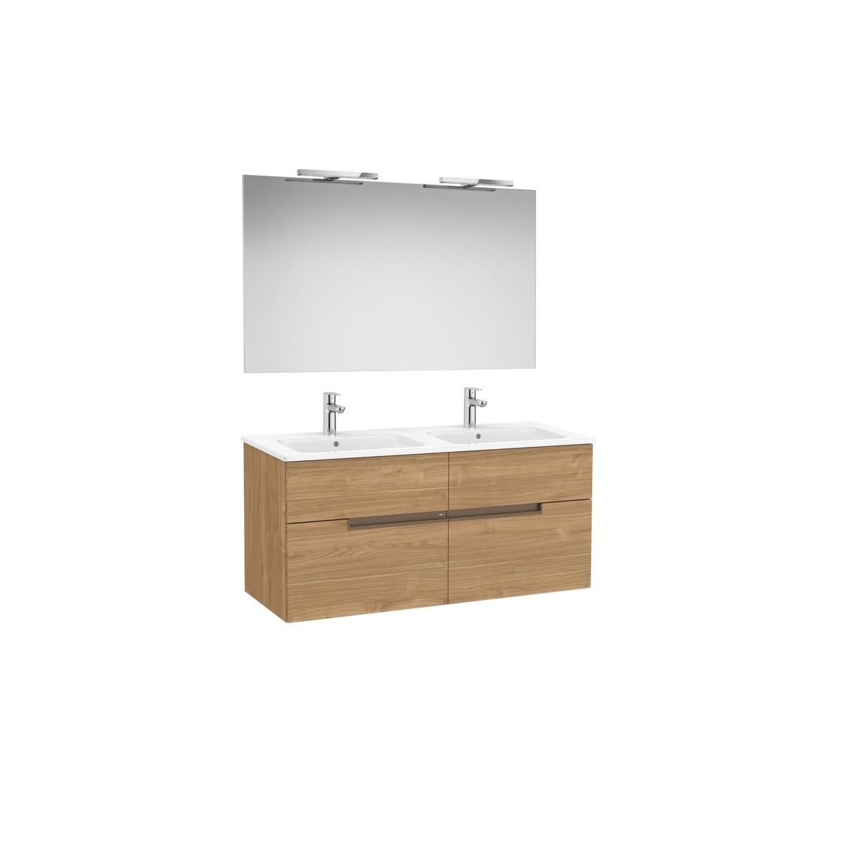 Victoria-n pack (meuble+lavabo+miroir+appliques) 4 tiroirs 1200 mm noyer - ROCA A852109517 