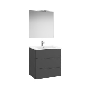 Victoria-n pack (meuble+lavabo+miroir+applique) 3 tiroirs 700 mm onyx - ROCA A852111531 
