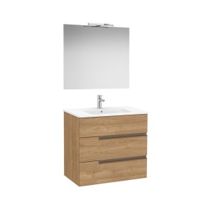 Victoria-n pack (meuble+lavabo+miroir+applique) 3 tiroirs 800 mm noyer - ROCA A852112517 