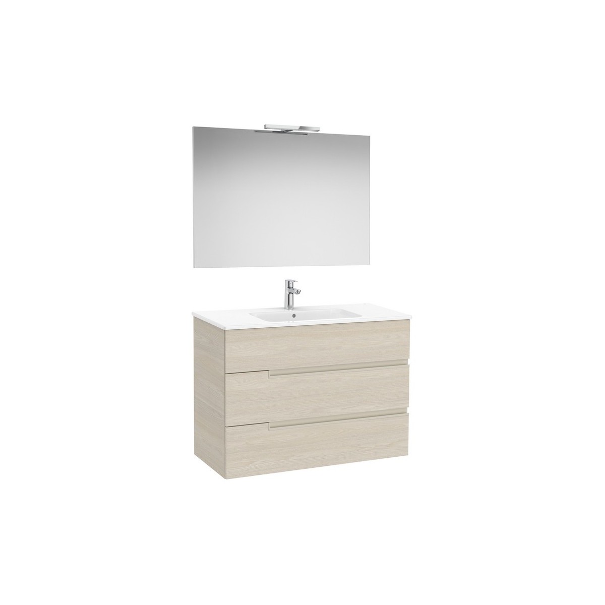 Victoria-n pack (meuble+lavabo+miroir+applique) 3 tiroirs 1000 mm frêne clair - ROCA A852113541 