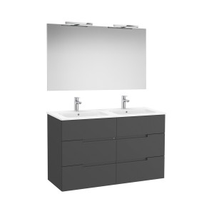 Victoria-n pack (meuble+lavabo+miroir+appliques) 6 tiroirs 1200 mm onyx - ROCA A852114531 