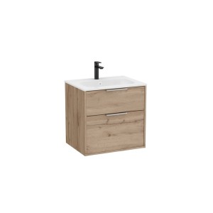 Optica unik 2 tiroirs et lavabo porcelaine 600 mm noyer - ROCA A852451517 