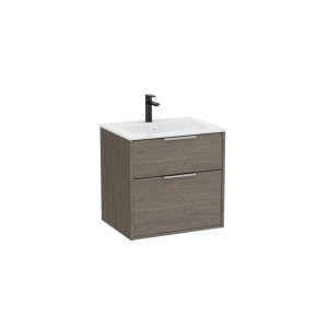 Optica unik 2 tiroirs et lavabo porcelaine 600 mm chêne foncé - ROCA A852451537 