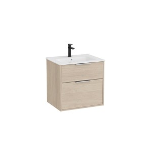 Optica unik 2 tiroirs et lavabo porcelaine 600 mm frêne clair - ROCA A852451541 