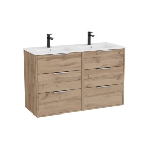 Optica unik 6 tiroirs et lavabo porcelaine 1200 mm noyer - ROCA A852458517 