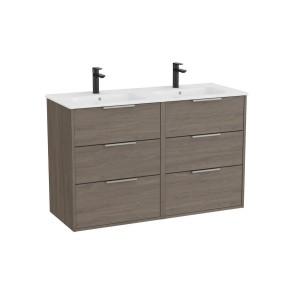 Optica unik 6 tiroirs et lavabo porcelaine 1200 mm chêne foncé - ROCA A852458537 