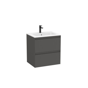 Tenue unik (meuble + lavabo plan procelaine) 2 tiroirs 600mm onyx mat - ROCA A852485531 