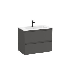 Tenue unik (meuble + lavabo plan procelaine) 2 tiroirs 800mm onyx mat - ROCA A852486531 