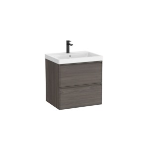 Linea unik (meuble+lavabo) 2 tiroirs 60 cm noyer foncé - ROCA A852488597 