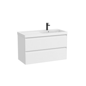 Linea unik (meuble+lavabo asymétrique à droite) 2 tiroirs 1000 cm blanc mat - ROCA A852492509 