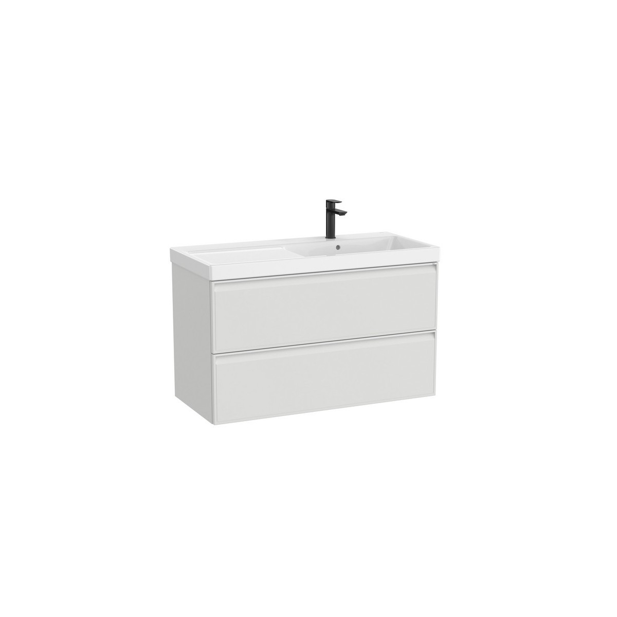Linea unik (meuble+lavabo asymétrique à droite) 2 tiroirs 1000 cm gris pierre ma - ROCA A852492514 