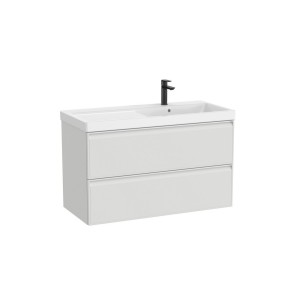 Linea unik (meuble+lavabo asymétrique à droite) 2 tiroirs 1000 cm gris pierre ma - ROCA A852492514 