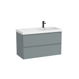 Linea unik (meuble+lavabo asymétrique à droite) 2 tiroirs 1000 cm bleu polaire - ROCA A852492596 