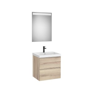 Linea pack (meuble+lavabo+miroir eidos) 2 tiroirs 60 cm bois naturel texturé - ROCA A852494524 