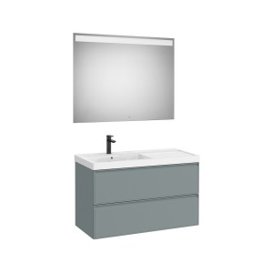 Linea pack (meuble+lavabo asymétrique gauche+miroir eidos) 2 tiroirs 1000 mm b - ROCA A852496596 