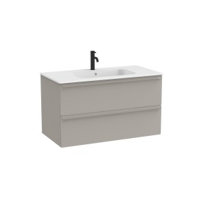 Volia unik meuble 2 tiroirs gris mat et lavabo en céramique blanc mat 1000 mm - ROCA A852537510 