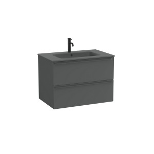 Volia unik meuble 2 tiroirs onyx mat et lavabo en céramique onyx mat 800 mm - ROCA A852540531 