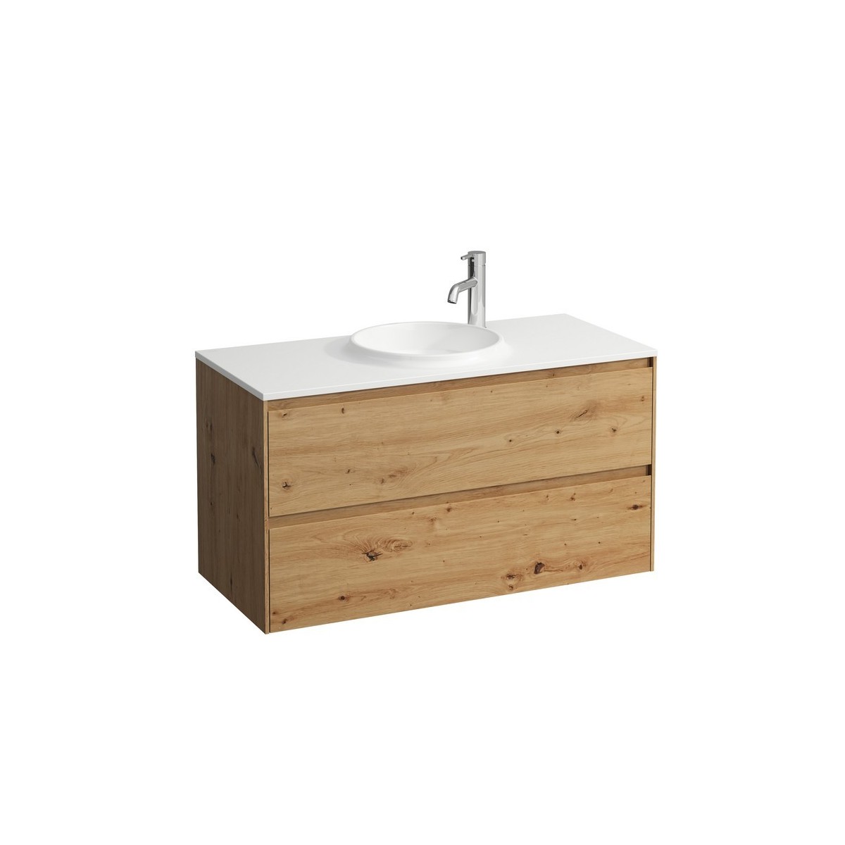 Lani meuble 1000 2 tiroirs compatible avec lav 814075 chêne sauvage 970x440x515 - LAUFEN H4042721122671 