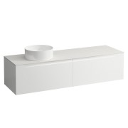 Arun meuble 1600 2t avec découpe à gche plan ardesia bianca multicolour - LAUFEN H4141421519991 