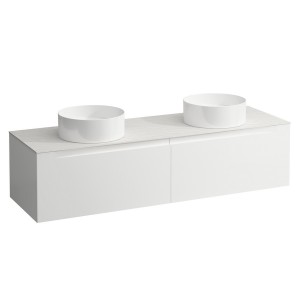 Arun meuble 1600 2t avec découpe à gche et à dte plan ardesia bianca multicolour - LAUFEN H4141441519991 