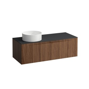 Arun 1200 1t avec découpe à gche plan ardesia nera noce canaletto/verre blanc - LAUFEN H4151221516301 