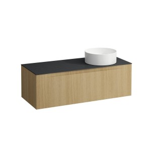 Arun meuble 1200 1t avec découpe à dte plan ardesia nera chêne clair - LAUFEN H4151231512501 