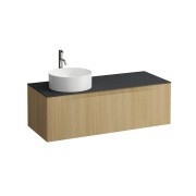 Arun 1200 1t avec découpe à gche plan ardesia nera percé 1t chêne clair - LAUFEN H4151261512501 