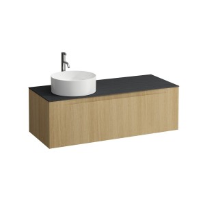 Arun 1200 1t avec découpe à gche plan ardesia nera percé 1t chêne clair - LAUFEN H4151261512501 