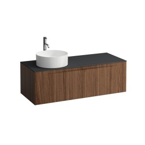 Arun 1200 1t découpe à gche plan ardesia nera percé 1t noce canaletto/verre blc - LAUFEN H4151261516301 