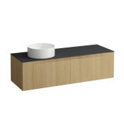 Arun meuble 1400 2t avec découpe à gche plan ardesia nera special colour - LAUFEN H4151321519901 