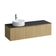 Arun 1400 2t avec découpe à gche plan ardesia nera percé 1t chêne clair - LAUFEN H4151361512501 