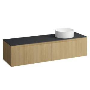 Arun meuble 1600 2t avec découpe à dte plan ardesia nera special colour - LAUFEN H4151431519901 