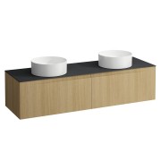 Arun meuble 1600 2t avec découpe à gche et à dte plan ardesia nera chêne clair - LAUFEN H4151441512501 